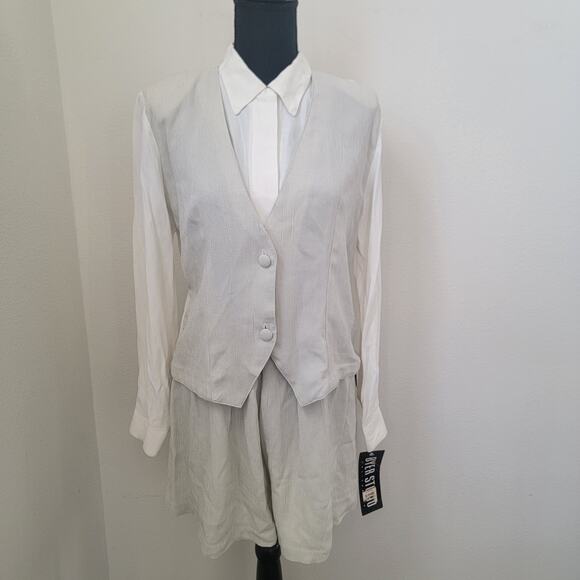 Byer Studio Deadstock Vintage 90s Light Academia Match Set Plaid Vest Shorts USA - Picture 1 of 16